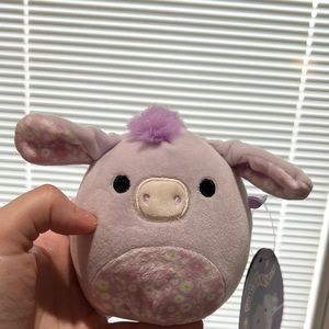 Squishmallows Delzi the purple EASTER flower print Donkey 4.5” Stuffed Plush